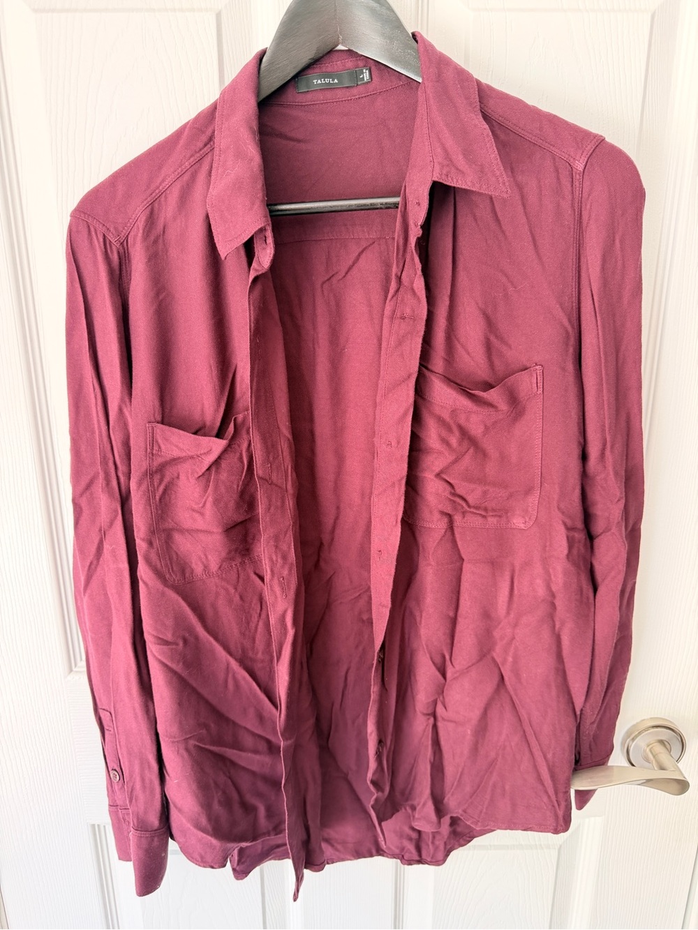 Casual Open-Front Shirt - Burgundy
